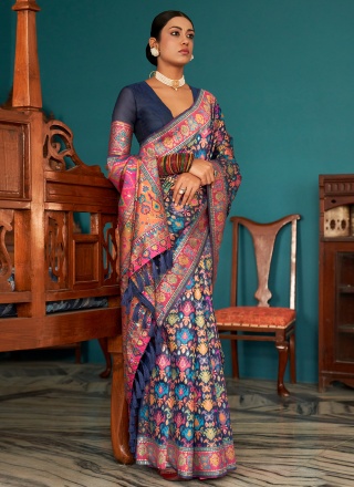 Blue Printed Engagement Designer Saree