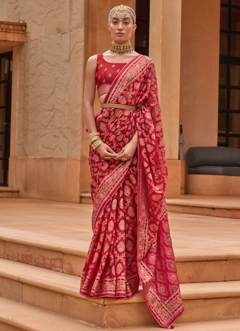 Brasso Saree in Red