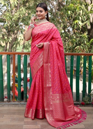 Brilliant Pink Weaving Saree