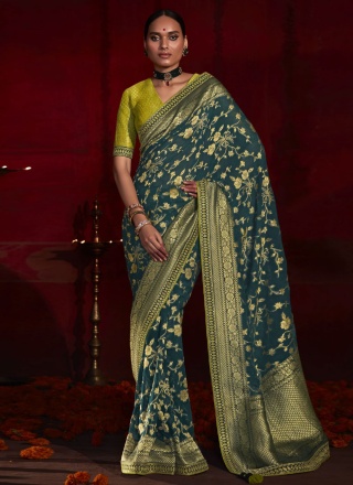 Capricious Blue Trendy Saree