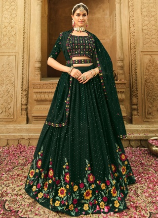 Captivating Georgette Embroidered A Line Lehenga Choli