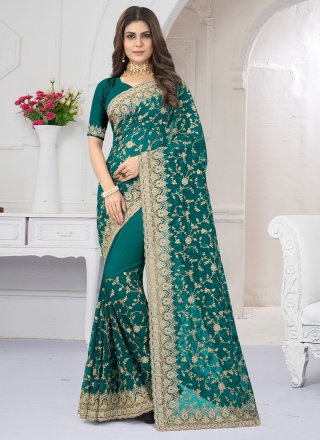 Captivating Georgette Embroidered Contemporary Saree