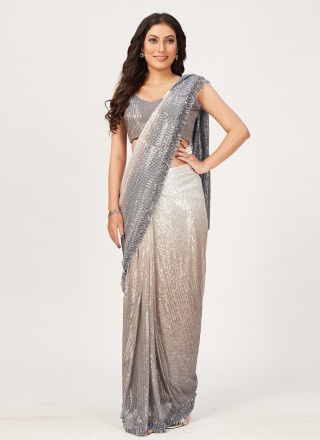 Captivating Imported Sequins Multi Colour Saree