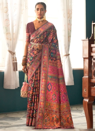 Captivating Kashmiri Multi Colour Pashmina Classic Saree