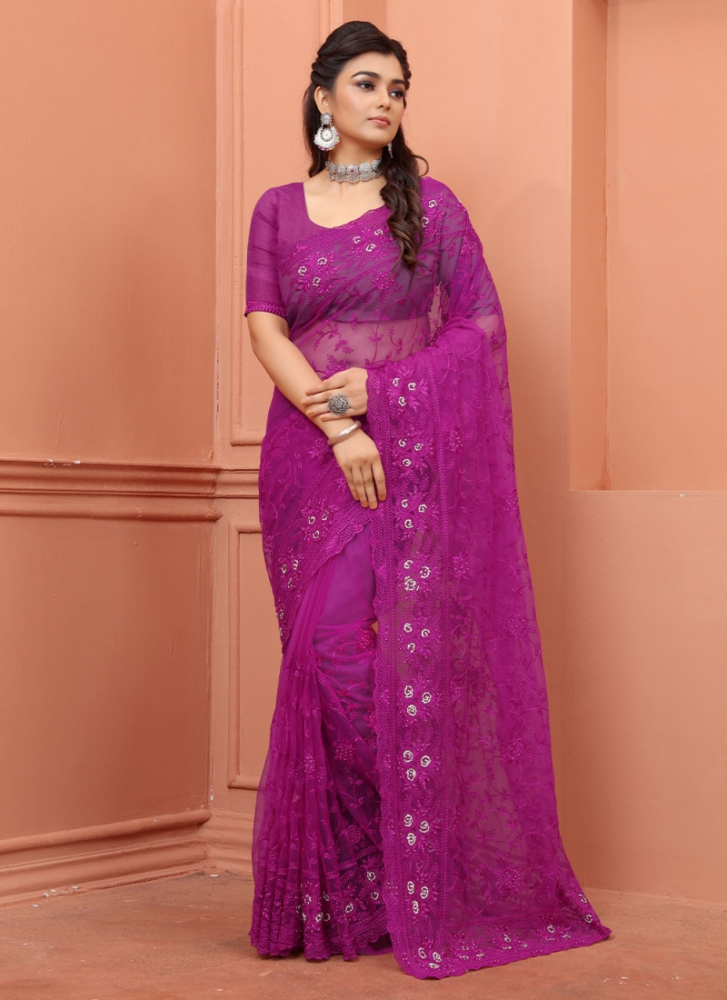 Captivating Net Resham Trendy Saree