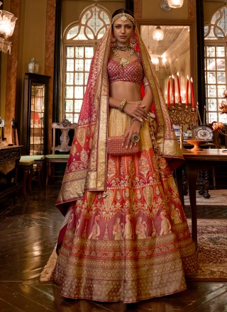 Celestial Printed Silk Multi Colour Readymade Lehenga Choli