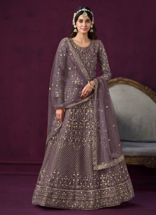 Charismatic Embroidered Net Floor Length Salwar Kameez