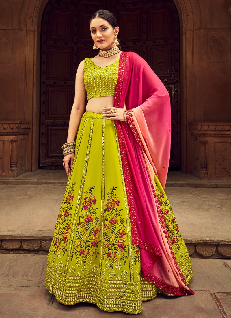 Charming Green Georgette Lehenga Choli