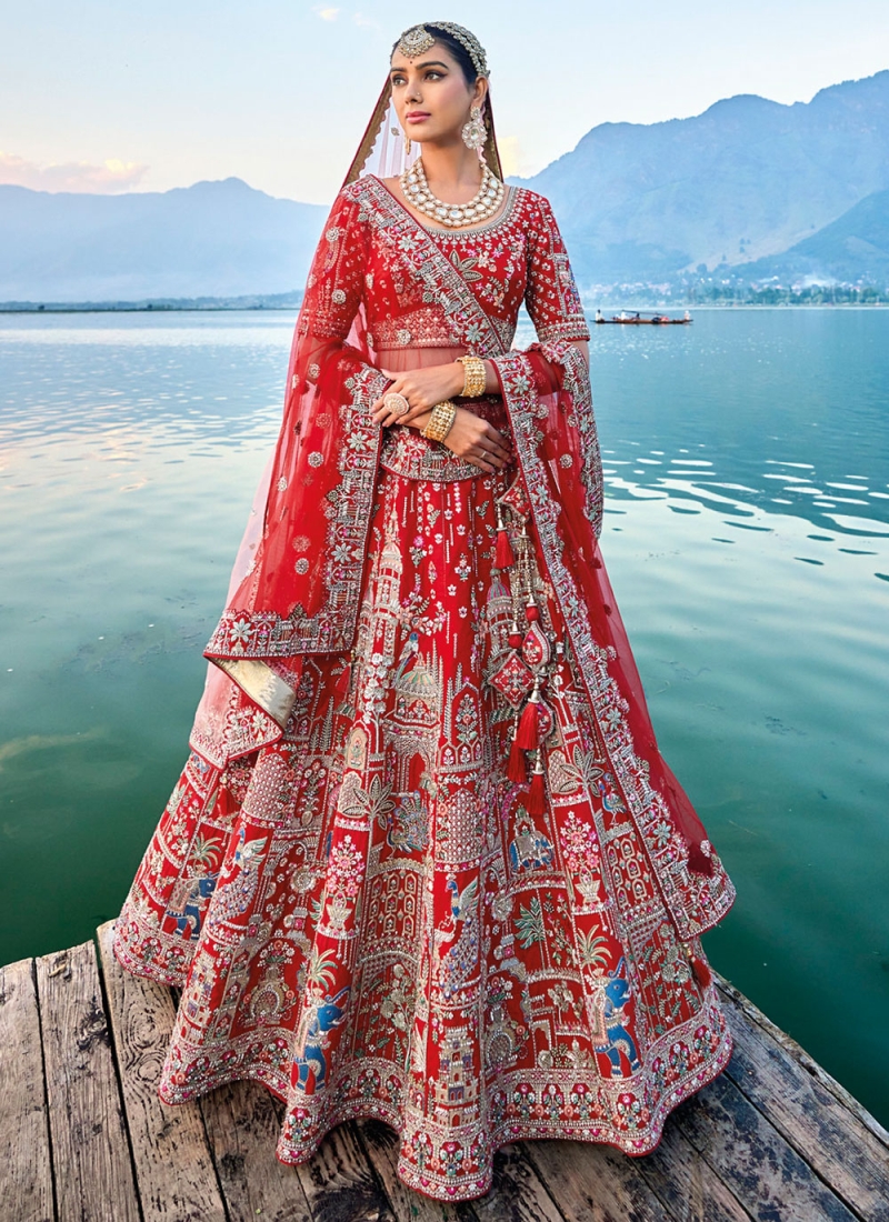 Charming Red Bridal Designer A Line Lehenga Choli