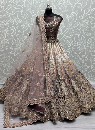 Chic Beige Velvet Lehenga Choli