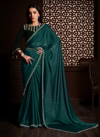 Chiffon Rama Stone Work Classic Saree