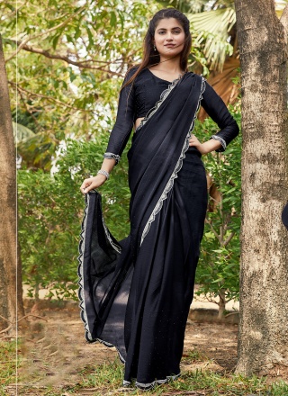 Chiffon Stone Black Classic Saree