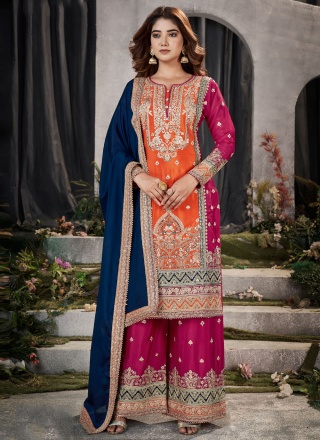 Chinon Trendy Salwar Kameez in Orange