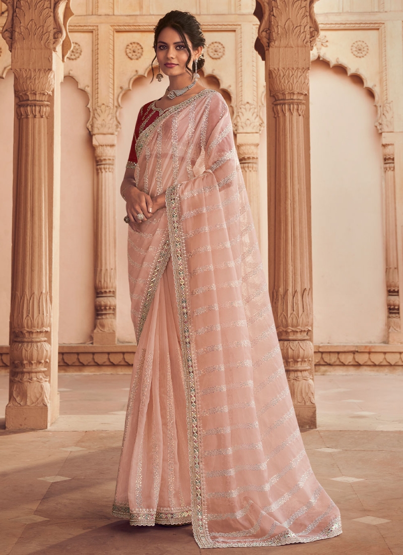 Classic Saree Border Organza in Pink