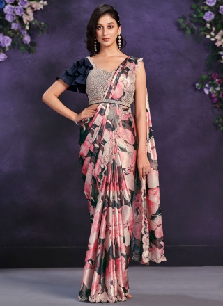 Classic Saree Sequins Satin Silk in Multi Colour