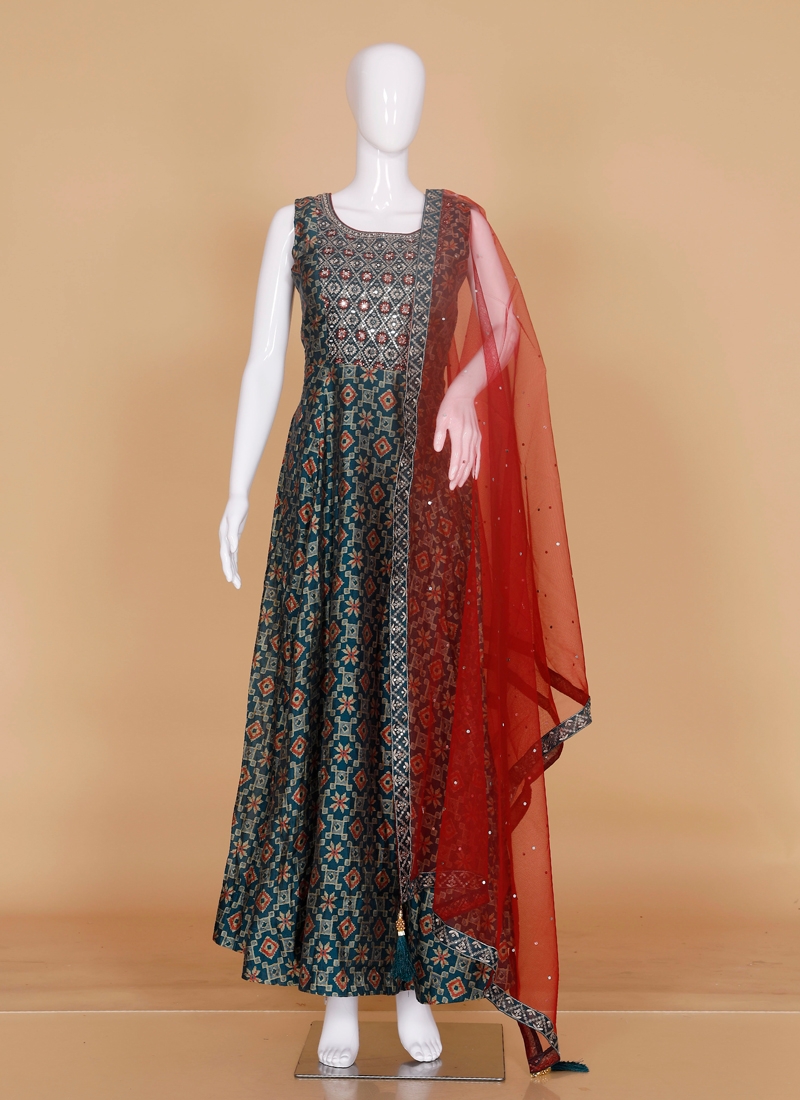 Classy Digital Print Anarkali Suit For Mehndi