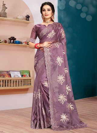 Competent Purple Sangeet Trendy Saree