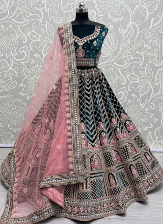 Congenial Embroidered Velvet Designer Lehenga Choli