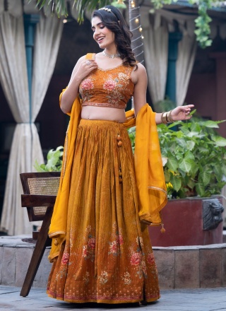 Congenial Mustard Sangeet Readymade Lehenga Choli