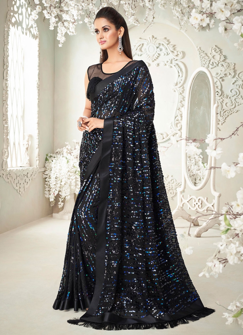 Contemporary Saree Fancy Georgette in Blue