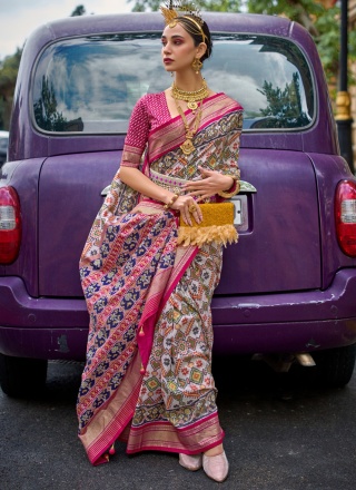 Contemporary Saree Patola Print Silk in Multi Colour