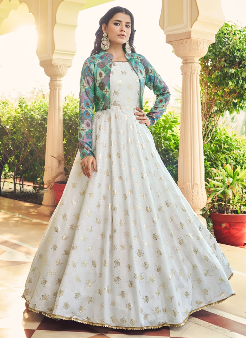 Cotton Embroidered White Gown