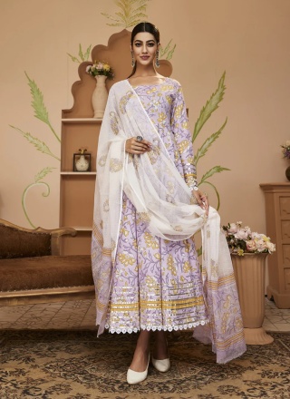 Cotton Lavender Gota Work Salwar Suit