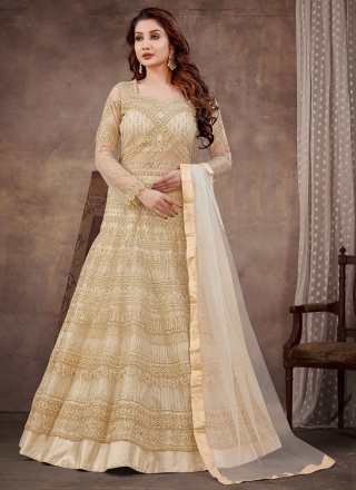 Cream Color Long Length Salwar Suit