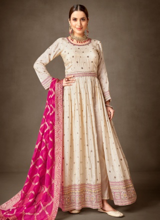 Cream Party Trendy Salwar Kameez