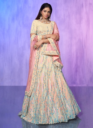 Cream Sangeet Lehenga Choli