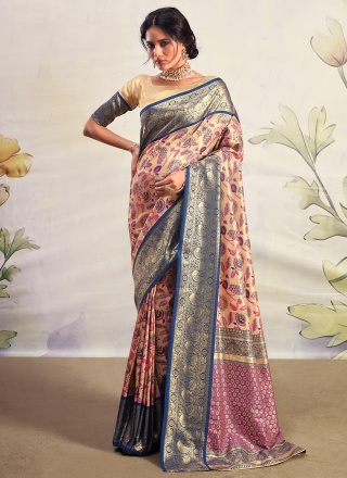 Cream Silk Party Saree