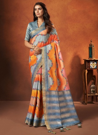 Crepe Silk Trendy Saree in Multi Colour