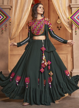 Customary Mirror Viscose Green Readymade Lehenga Choli