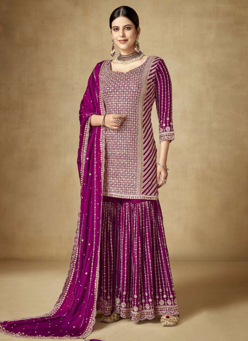 Customary Purple Palazzo Salwar Suit