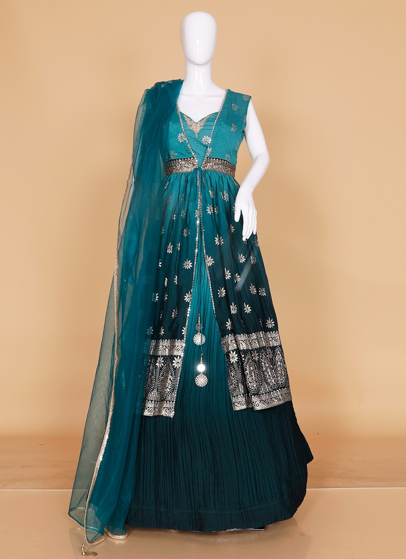 Cut Dana Faux Chiffon Churidar Designer Suit in