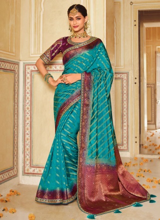 Dainty Fancy Fabric Lace Trendy Saree