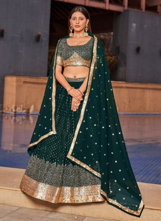 Dainty Georgette Green Zari Trendy Lehenga Choli