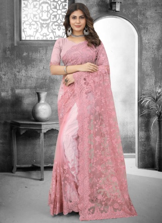 Dainty Net Pink Contemporary Saree