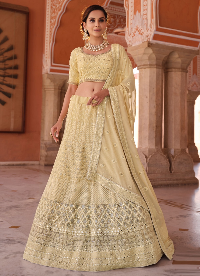 Delectable Foil Print Georgette A Line Lehenga Choli