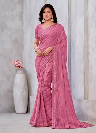 Delightful Pink Designer Saree