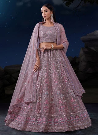 Delightsome Thread Net Mauve  Lehenga Choli