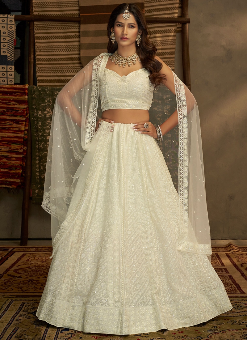 Delightsome Thread White Trendy Lehenga Choli