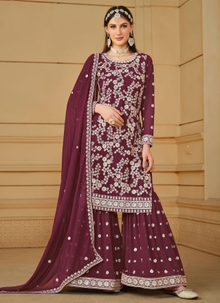 Demure Faux Georgette Embroidered Salwar Suit