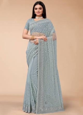 Deserving Embroidered Net Trendy Saree