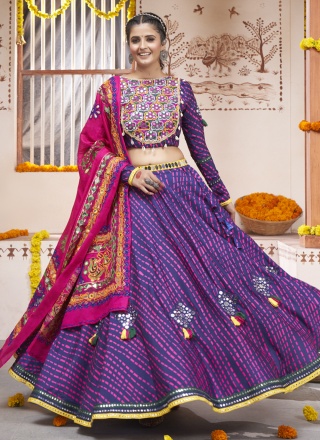 Designer Lehenga Choli Patchwork Rayon in Purple