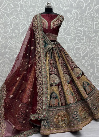 Desirable Maroon Wedding Designer Lehenga Choli