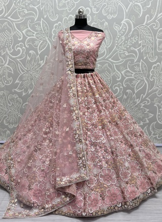 Desirable Pink Sequins Trendy Lehenga Choli