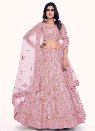 Dignified Sequins Net Long Choli Lehenga