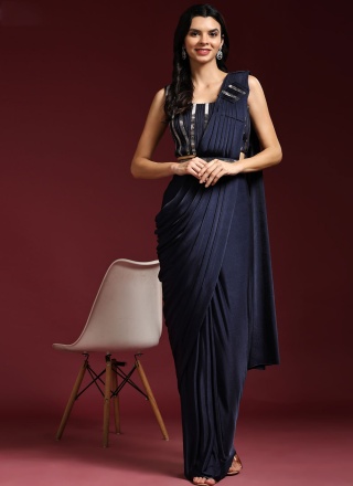 Dilettante Designer Navy Blue Contemporary Saree