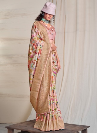 Distinctive Digital Print Silk Trendy Saree